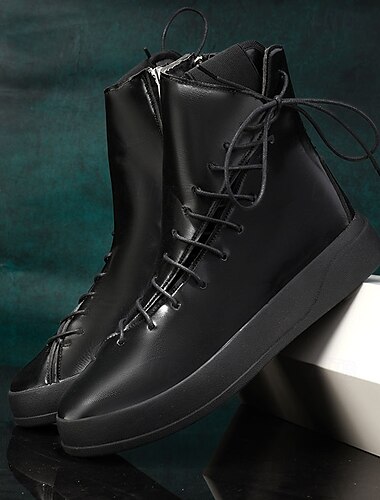  Rote High-Top-Stiefel aus Kunstleder für Herren mit seitlichem Reißverschluss und Schnürdesign – stilvolles Freizeitschuhwerk für Herbst und Winter