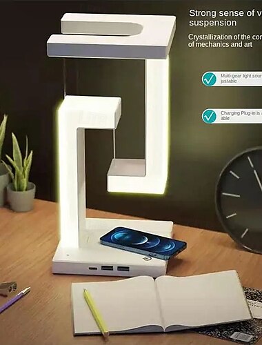  antigravitační levitující stolní lampa s bezdrátovým nabíjením plovoucí LED noční světlo vedle stolní lampy pro výzdobu ložnice