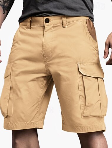  Homme Short Cargo Short Boutons Multi poche Plein Vestimentaire Court Extérieur du quotidien Camping et randonnée Mode Classique Vert Véronèse Vert