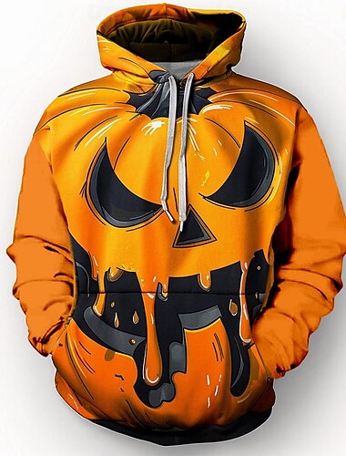  Kürbis Herren Modisch 3D-Druck Hoodie Sweatshirt Kapuze Sports Outdoor Festtage Strassenmode Halloween Hoodies Orange Mit Kapuze Bedruckt Vordertasche Frühling & Herbst Designer Kapuzenpullover
