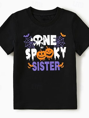  コットン１００％ ハロウィーン 子供 女の子 ブラック ハロウィンのカボチャ Tシャツ Ｔシャツ クルーネック 半袖 アウトドア 日常 バケーション クラシック カジュアル プリント 夏