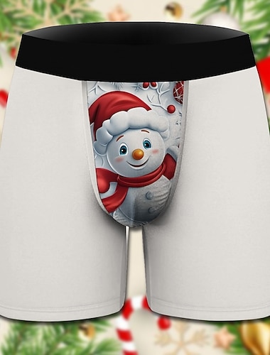  Sneeuwpop Kerst pyjama Boxer shorts Ondergoed kerstcadeau Voor heren Grappig Kerstmis Patroon Volwassenen Kerstmis Nieuwjaar kerstavond Kerstmis Feest