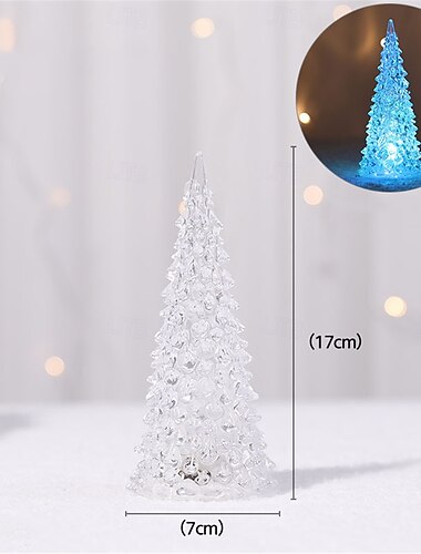 Árbol de Navidad acrílico colorido, regalo de Navidad, luz de cono de hielo de iceberg, luz LED, luz de noche de escritorio, decoración para fiestas navideñas, decoración de bodas, botón de luz