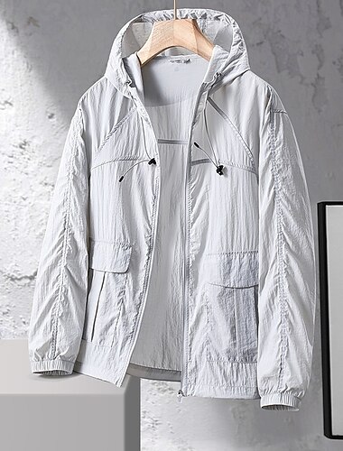  Herren Wanderjacke Draussen Sonnenschutz Atmungsaktiv Leichte Jacke Windbreaker-Jacke Reisen Schwarz Hellgrau Kaffee Leicht Blau