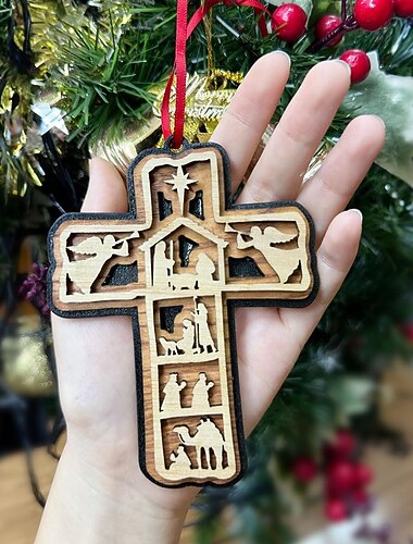  juletre ornamenter tre jesus kors anheng xmas dekor, religiøst håndverk. symbol på tro  & nåde. legger sjarm til rommet ditt