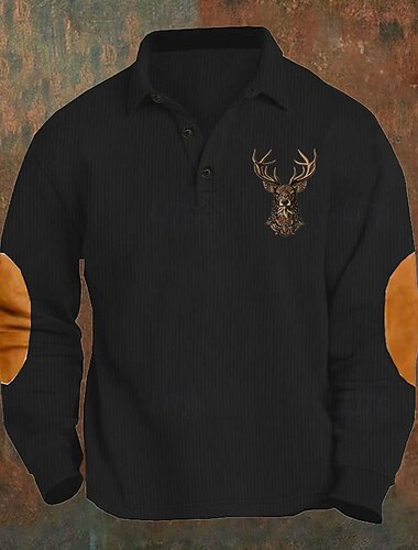  Herren Cord Hemd Golfhemd Arbeit Casual Kargen Langarm Basic Modern Farbblock Rentier Patchwork Taste Frühling & Herbst Regular Fit Schwarz Armeegrün Marineblau Leicht Braun Grau Cord Hemd