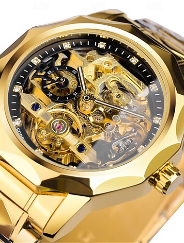  FORSINING Mænd Mekanisk Ur Luksus Stort Urglas Udendørs Forretning Hul Skeleton Automatisk Selvdrevne Tourbillon Luminøs Rustfrit Stål Rem Ur
