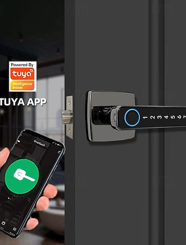  Cerradura con contraseña y huella dactilar para puerta de habitación, puerta de madera, cerradura interior, cerradura electrónica inteligente para oficina, hogar, dormitorio, cerradura inteligente