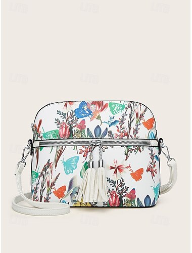  Per donna Borsa a tracolla Borse a Spalla Pelle PU Ufficio Ferie Casual Quotidiano Nappa Cerniera Grande Capacità Leggero Fiore Nero Bianco Verde
