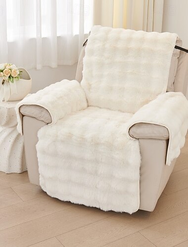  Funda de felpa para sillón reclinable, funda de piel sintética mullida para sillón reclinable, respaldo antideslizante, funda de sofá reclinable mullida y suave, funda de sofá cómoda y lavable,