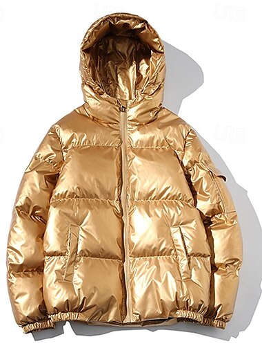  Herren Wintermantel puffer jacket Gefütterte Jacke Tasche Polyester Freizeitskleidung Verabredung Urlaub Standard Modisch Brautkleider schlicht Komfortabel warm Herbst Winter Solide / einfarbig