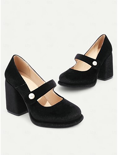  pantofi cu tocuri Mary Jane din catifea verde de damă cu accente de perle – pantofi retro cu platformă pentru petreceri și evenimente formale