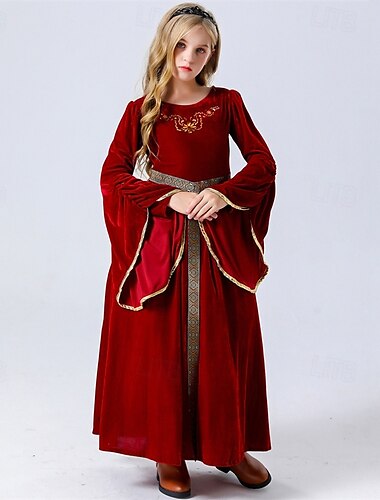  Dzieci Dla dziewczynek Sukienka Cosplayowa Strój Cosplay Sukienka na imprezę Jednokolorowe Długi rękaw Spektakl impreza halloween'owa Niejednolita całość Zabytkowe Gotyckie Halloweenowy kostium
