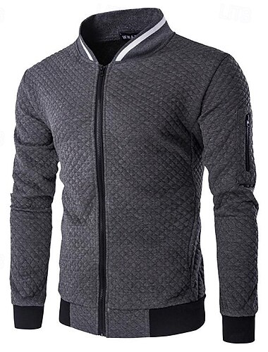  男性用 スウェットシャツ ジップアップフーディー フルジップスウェットシャツ ブラック ホワイト ワイン ネイビーブルー ライトグレー スタンドカラー カラーブロック ジッパーを閉める ポケット リブ スポーツ 日常 祝日 ポリエステル ストリートファッション ベーシック カジュアル 春 & 秋 衣類 パーカー トレーナー 長袖