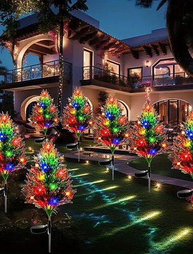  Solarbetriebene LED-Rasenleuchte – mehrfarbiger Pfahl für Garten, Terrasse, Gehwege, Außenbereich und Neujahrsdekoration, 1/2 Stück