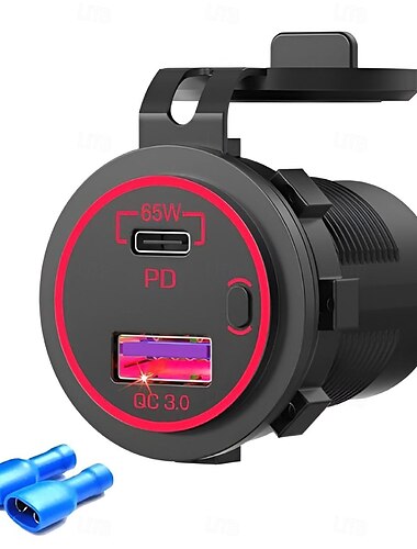  φορτιστής αυτοκινήτου μοτοσικλέτα 12v 24v usb-c pd qc 3.0 υποδοχή θύρας usb για πρίζα αυτοκινήτου rv θύρα usb