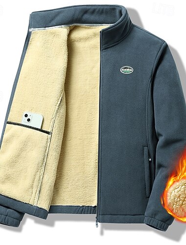  Herren Wanderjacke Fleecejacke für Wanderer Winter Draussen Patchwork warm Fleece-Futter Vliesjacken Voller Reißverschluss Klettern Camping / Wandern / Höhlenforschung Reisen Schwarz Burgund Grün