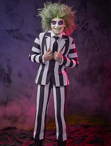  Beetlejuice Cosplay Kostym Kostymer och kavajer Cosplay Film-cosplay for Pojkar Karnival