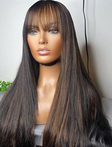  Peluca Cabello virgen sin procesar Cierre 4x13 Cabello Brasileño Recto Múltiples colores Con flequillo Mujer Densidad 130% 150% con pelo de bebe Pelo reflectante / balayage 100% Virgen Larga A1