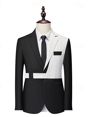 Veste blazer pour hommes mode soirée décontractée patchwork blanche/verte noire/blanche noire/verte ajustée à bouton simple