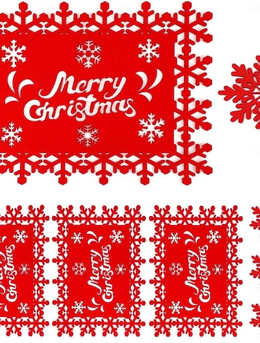  12kpl/setti jouluhuopamattoja  & lasinaluset - joulupöytäkoristeet kotiin ja ravintoloihin - monipuoliset lomaruokailumatot halloween- ja juhlajuhliin