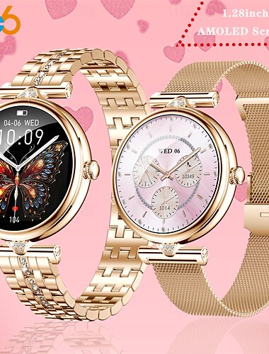  696 AK73 Reloj inteligente 1.28 pulgada Pulsera inteligente Bluetooth Podómetro Recordatorio de Llamadas Seguimiento del Sueño Compatible con Android iOS Mujer Llamadas con Manos Libres Recordatorio