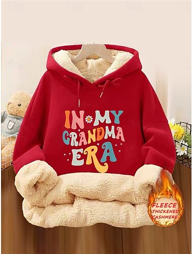  Damen Kapuzenpullover Sweatshirt Fleece Buchstaben Street Alltagskleidung Taschendruck Lässiger Kapuzenpullover Langarm Mikroelastisch Herbst Winter Bequem Atmungsaktiv Weicher Stoff