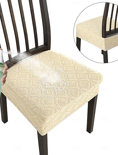  Fundas de asiento elásticas impermeables, fundas protectoras para sillas de comedor, extraíbles y lavables