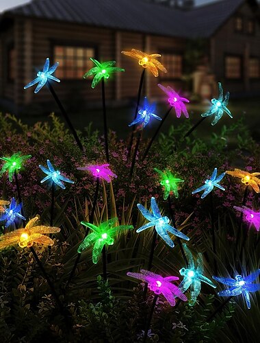  Solar-Kolibri-Rasenlichter, 6 LEDs, schwankende Glühwürmchenlichter, wasserdichte Gartenlichter für den Außenbereich, Libellen- und Schmetterlingslicht, Hoflicht, Weihnachten, Hochzeit,