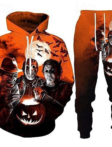  Halloween Michael Myers Pantalone Completi Felpa con cappuccio Stampa Grafica Per Da coppia Per uomo Per donna Per adulto Halloween Carnevale Mascherata Stampa 3D Casual / quotidiano