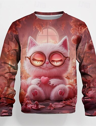  Mädchen 3D Graphic Karikatur Pullover Langarm Frühling Herbst Modisch Basic kinderkleidung 4-12 Jahre Rundhalsausschnitt Outdoor Casual Täglich Regular Fit