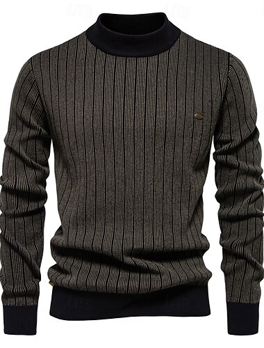  Homme Pullover Tricoter Normal Couleur mixte Rayures et carreaux Tour Casual Quotidien Vêtement Tenue Automne hiver Marine foncé Vert foncé S M L