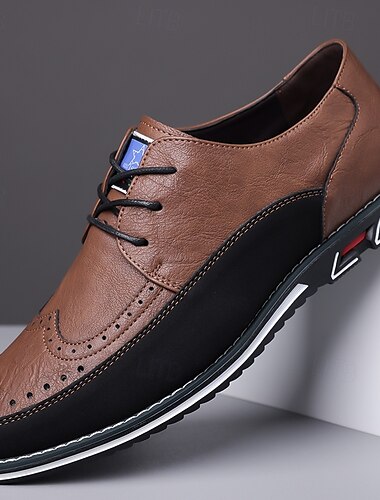  Zweifarbige Oxford-Schuhe aus Kunstleder für Herren – Schnürdesign mit Brogue-Details, stilvoll und bequem für legere und formelle Anlässe