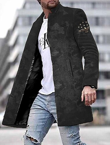  Per uomo Cappotto invernale Cappotto Da tutti i giorni Da mare Con Tasche Stampa Tasca frontale Autunno inverno Camouflage Streetwear Sport Collo ripiegabile Standard Rosso Blu Viola Verde Grigio