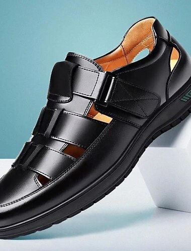  braune Sandalen aus Spaltleder für Herren mit Klettverschluss und atmungsaktivem Design für Tragekomfort im Sommer