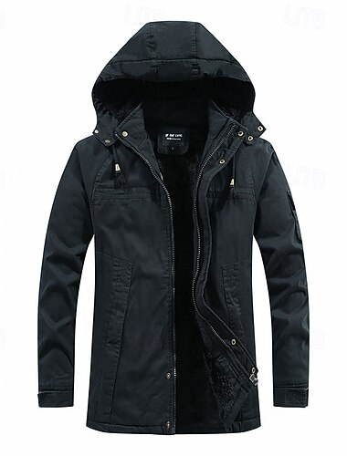  Férfi Téli kabát Polár dzseki Hétköznapi dzseki Napi Vakáció Melegen tartani Zseb Báránybunda Ősz & tél Sima Divat Utcai sikk Kapucni Szokványos Fekete Khakizöld Katonai zöld Zakók