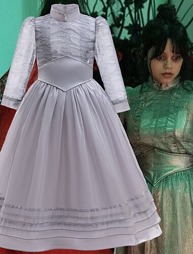  Bille juice skrekkfilm Ghost Bride Lydia Deetz Kjoler Cosplay kostyme Kle deg opp Jente Barne Fest / aften Maskerade Enkelt karnevalskostyme