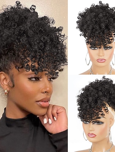  Chignon Chignon Con clip Capelli sintetici Pezzo di capelli Estensione capelli Afro crespo Feste Giornaliero Da tutti i giorni Ramato Borgogna Viola