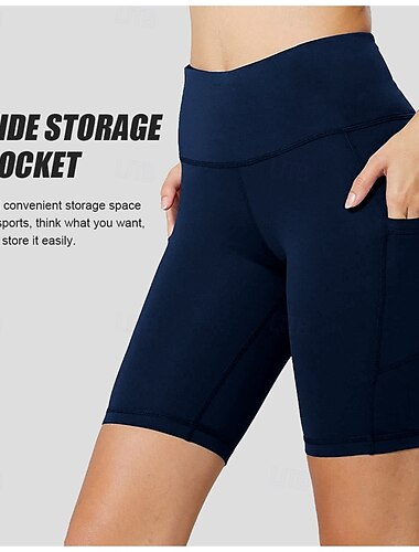  Damen Radunterhose Radhose Fahhrad Kurze Hose Slim Fit Sport Atmungsaktiv Elasthan Schweißableitend Schwarz Dunkelblau Bekleidung Fahrradbekleidung