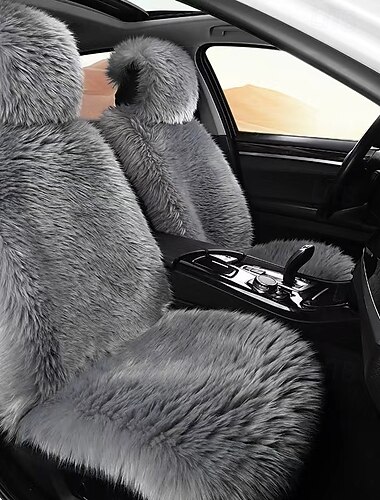  1pc Car Seat Cover Faux Wool Warm Winter Protector, Sleek Full Size Universal Seat Cushion Pad for Cars, Driver Seat