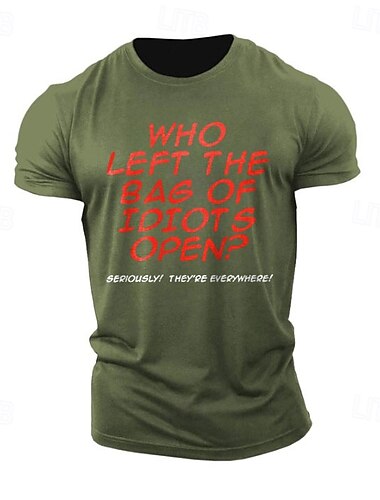  Men's Funny Letter Print T Shirt Tee Top 100% Cotton Short Sleeve Graphic Shirt Dark Grey Army Green Dark Blue Comfortable Tee Street Sports Outdoor Fashion Designer Clothing