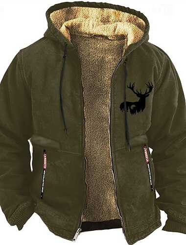  Herren Cowboy Hirsch Pullover Langarm Sweatshirts Mit Kapuze Vintage westlicher Stil Urlaub Ausgehen Herbst Winter Schwarz Braun Grün Bekleidung Designer Grafikdruck S M L XL XXL XXXL
