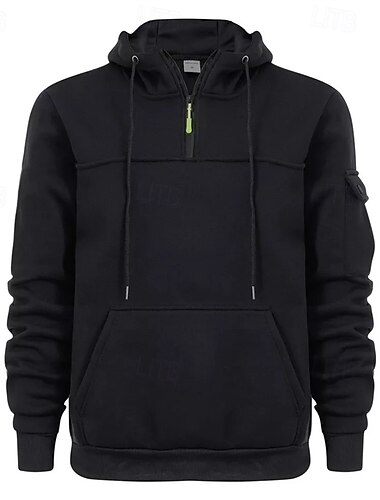  Voor heren Trui met capuchon Hoodie met kwartrits Zwart Marineblauw Khaki Donkergrijs Grijs Capuchon Effen Zak Sport & Outdoor Dagelijks Feestdagen Streetwear Stoer Casual Winter Lente & Herfst