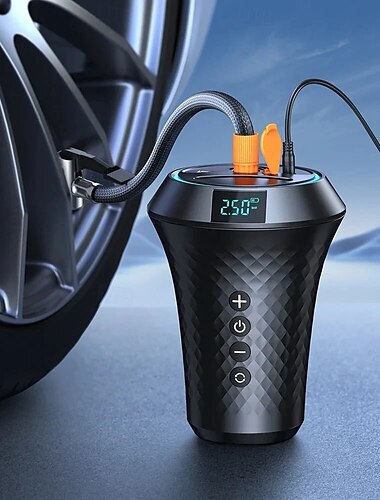  Bomba de aire portátil 2 en 1, extensor de taza, cargador de automóvil, inflador de neumáticos, compresor de aire, bomba infladora de automóvil, teléfono móvil, carga rápida