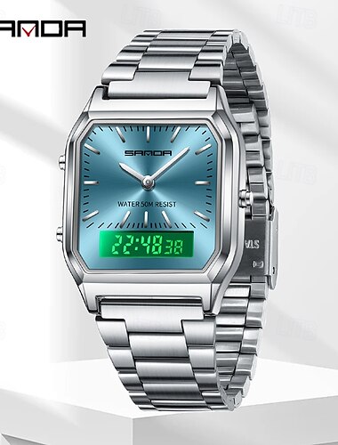  SANDA Hommes Montre Digitale Mode Décontractée Montre Bracelet Chronomètre Fonction réveille Date Semaine IMPERMÉABLE Acier Suivre