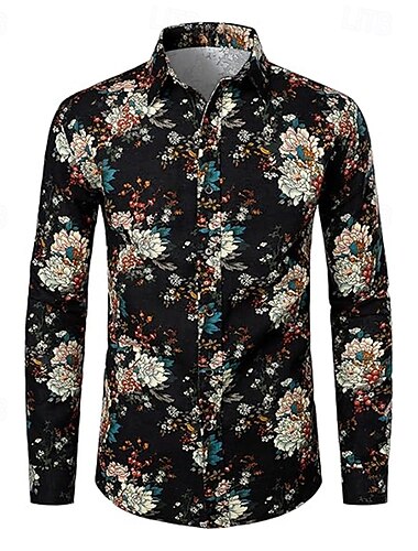 Retro Vintage 1970s Shirt Hippie Floral Men's Kings Day Halloween Carnival Party Party / Evening Casual Daily Adults' Shirt