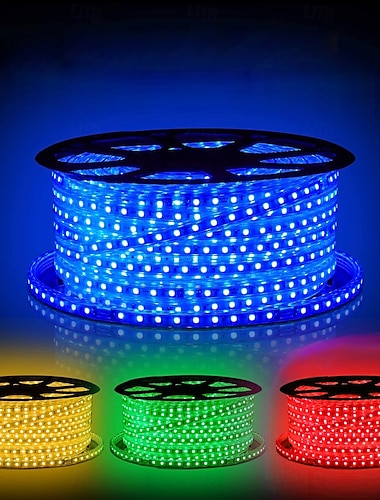  導かれたストリップライト防水30m98.4fttiktokライト5050smd 1800ledseuプラグ付き暖かい白白赤黄青緑家のダイニングリビングルームバー用の切断可能