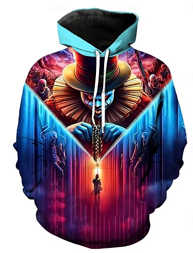  esso Pagliaccio Pagliaccio Assassino Felpa con cappuccio Pullover Halloween 3D Grafica Per Da coppia Per uomo Per donna Per adulto Mascherata Stampa 3D Feste Casual / quotidiano