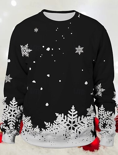  Jul Snøfnugg Pullover Morsom julegenser 3D-utskrift 3D Jul Graphic Til Par Herre Dame Voksne Jul Maskerade 3D-utskrift Fest Festival