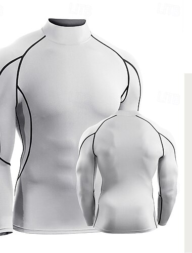  Per uomo T-shirt Compressione Maglia Atletica Maglia da palestra Camicia fitness Collage Manica lunga Maglietta Informale Athleisure Autunno Traspirante Asciugatura rapida Morbido Allenamento in
